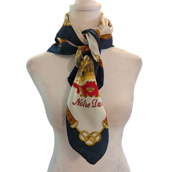 Vtg Fashion Souvenir Scarf Paris France Landmarks Eiffel Tower Louvre European - Picture 1 of 12